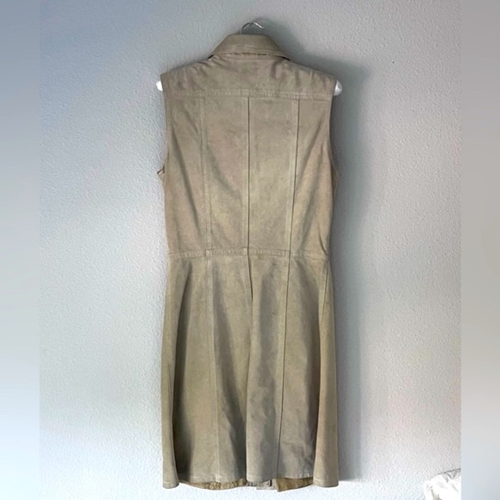 || LEATHER STRUCTURED DRESS || BUTTON-DOWN || SLEEVELESS || VINTAGE || RARE || - Picture 2 of 7